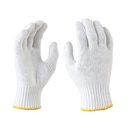 white cotton hand gloves